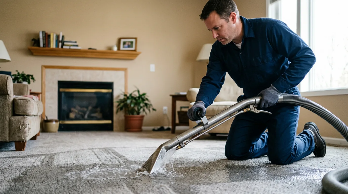 Water damage restoration technician working near Harold, KY